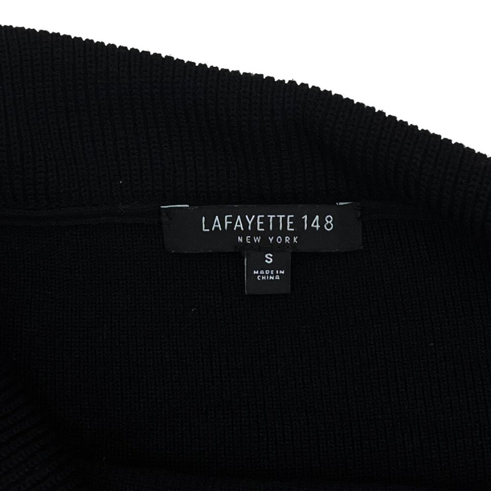 Lafayette 148 New York Black Stretch Long Sleeve Top Womens S - Picture 3 of 5